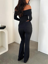 Two Piece Mesh Long Sleeves Top Bodycon Pants